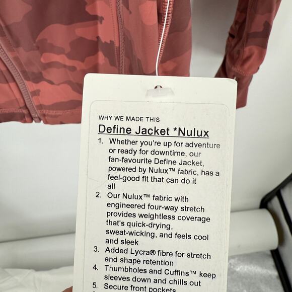 Lululemon Define Jacket Nulux Full Zip Heritage 365 Camo Brier Rose Size 20 NWT - Picture 4 of 5